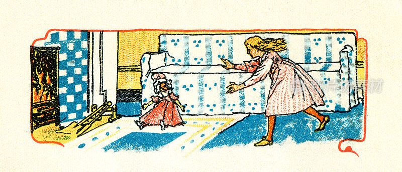 小女孩在玩洋娃娃1899
