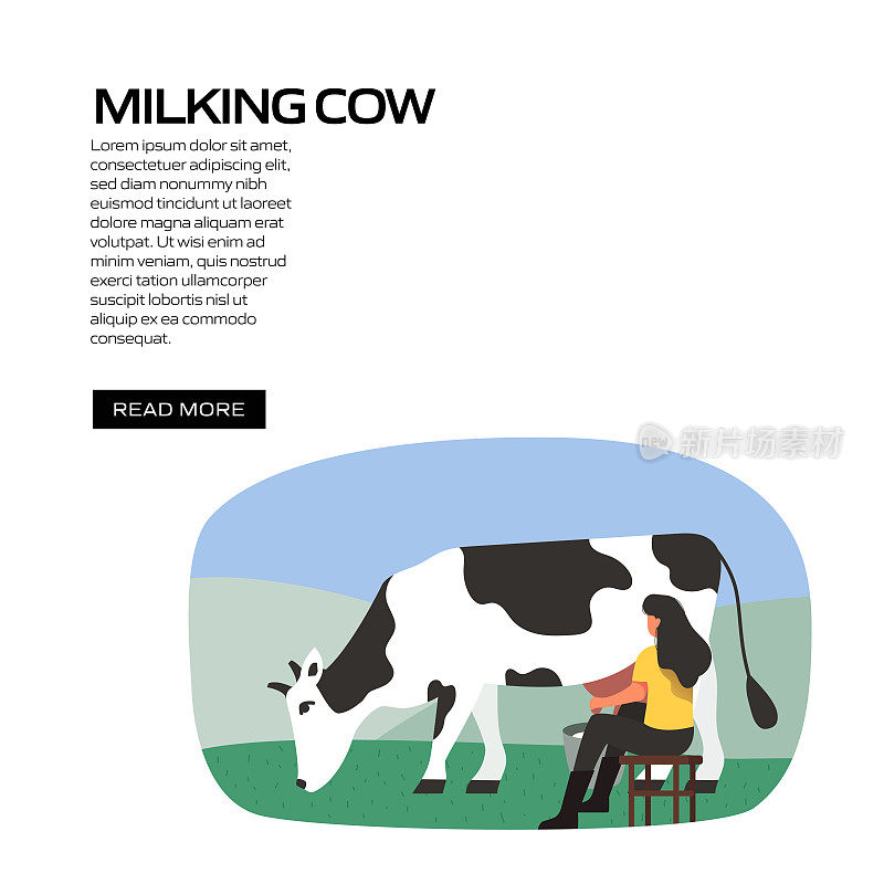 奶牛概念矢量插图网站横幅，广告和营销材料，在线广告，社交媒体营销等。