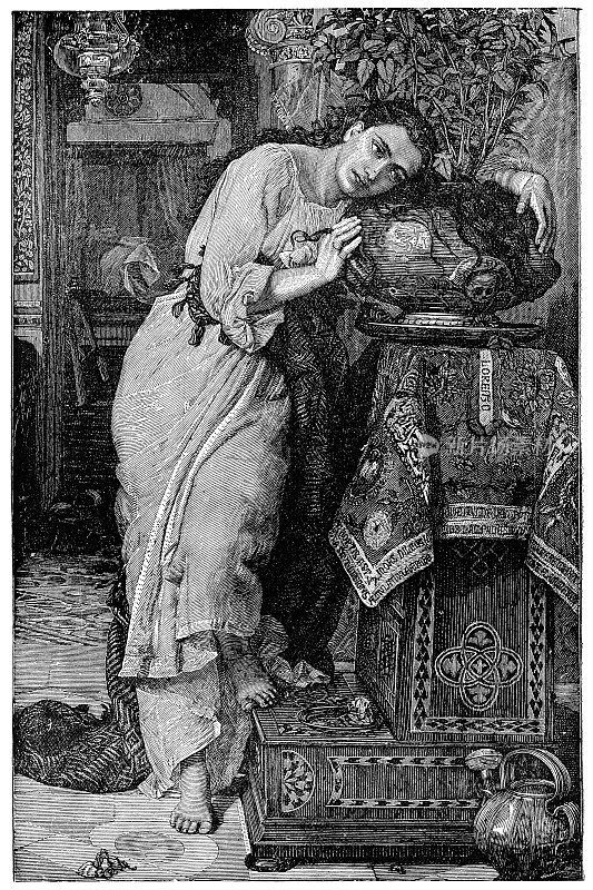 19世纪威廉・霍尔曼・亨特的《伊莎贝拉和一壶巴兹尔》