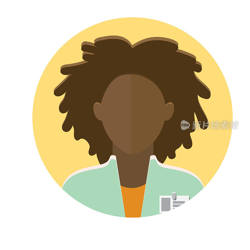 平面设计非裔美国女性医疗专业人员主题图标