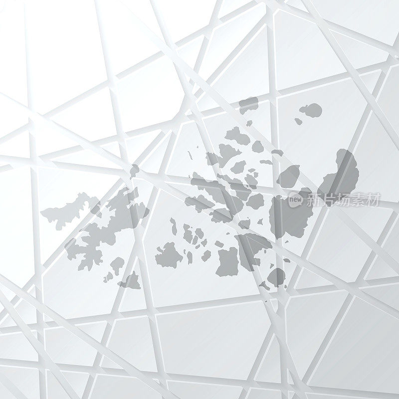 弗朗茨约瑟夫土地地图与网状网络在白色背景