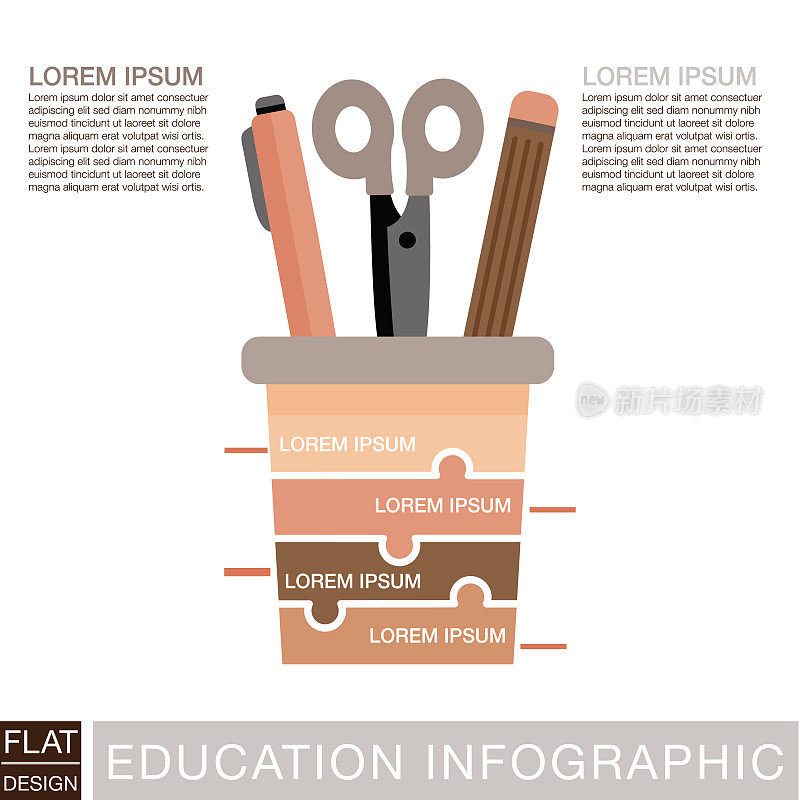 带文本和图标的铅笔箱教育信息图表