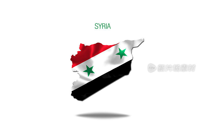 叙利亚国旗内的叙利亚地图。