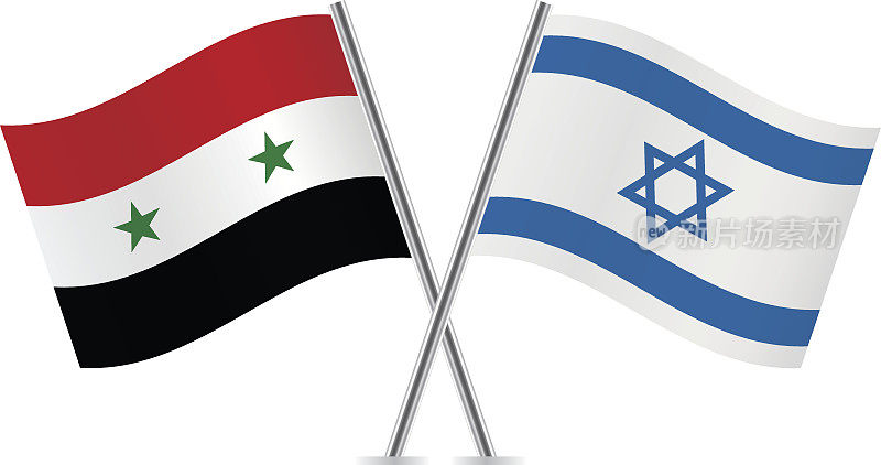 以色列和叙利亚国旗。向量。