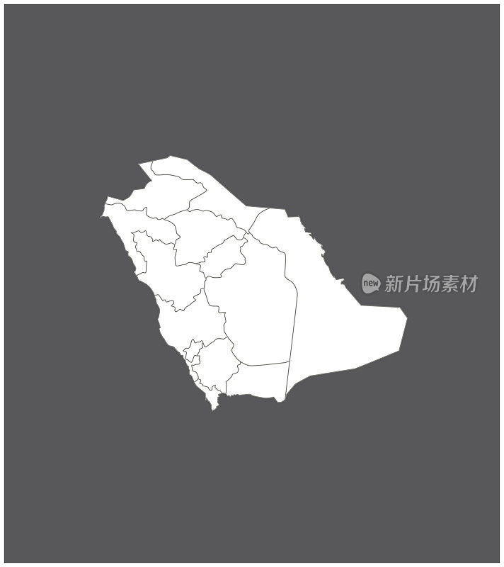 沙特阿拉伯地图轮廓矢量在灰色背景