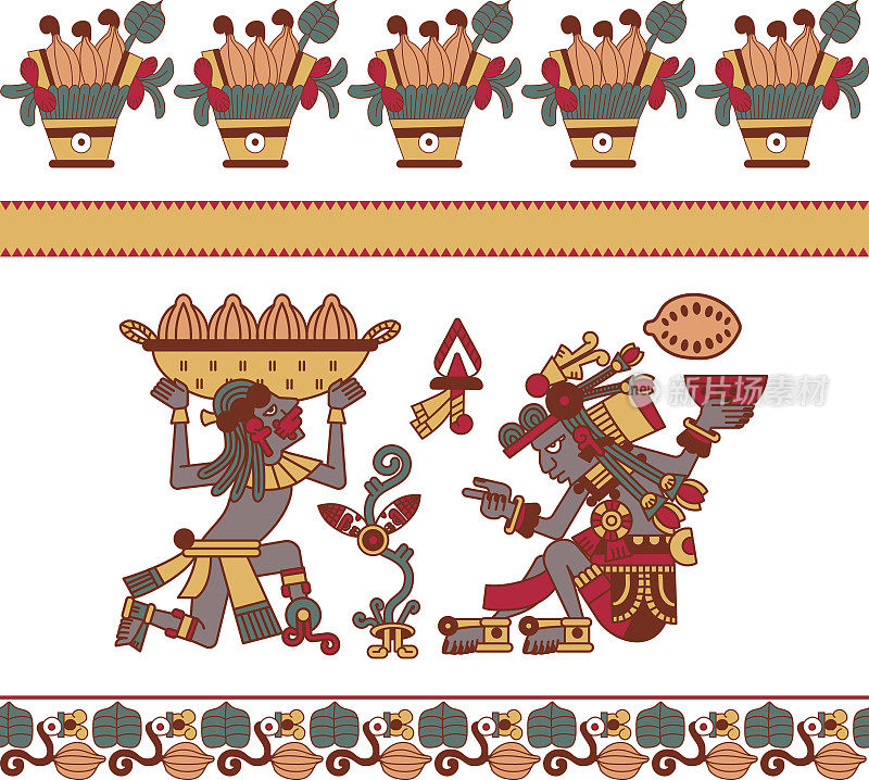 阿兹特克玛雅插图巧克力包装设计。