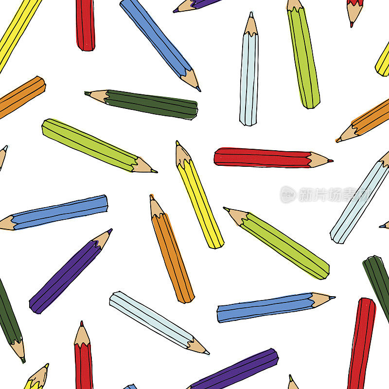 彩色铅笔的模式。无缝纹理与铅笔。涂鸦