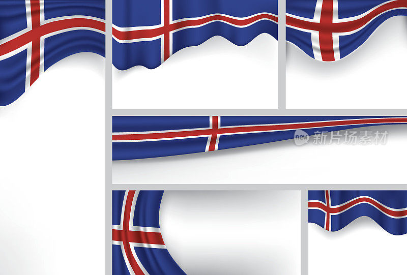 抽象冰岛国旗，冰岛颜色(矢量艺术)