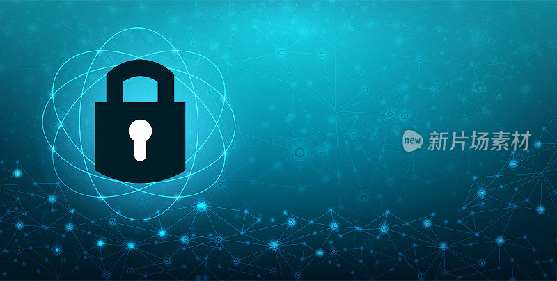 钥匙锁安全系统抽象技术世界数字链接网络安全高科技深蓝色背景