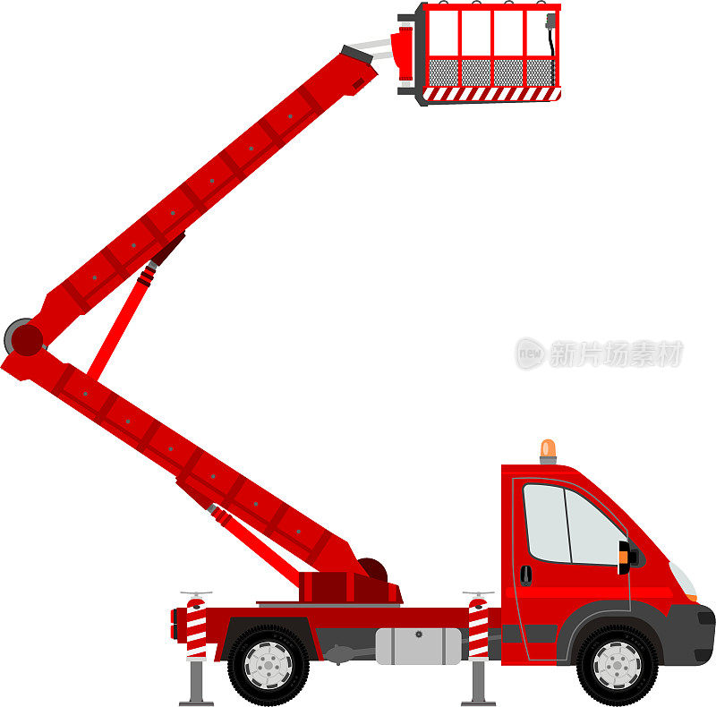 一辆红色铲斗卡车的卡通形象