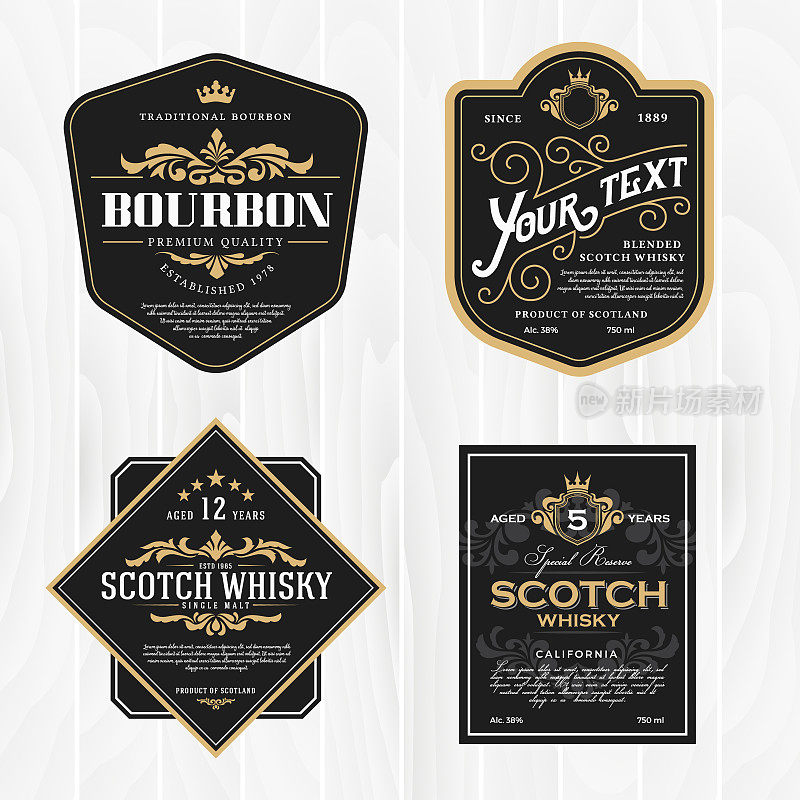 威士忌标签的经典复古框架