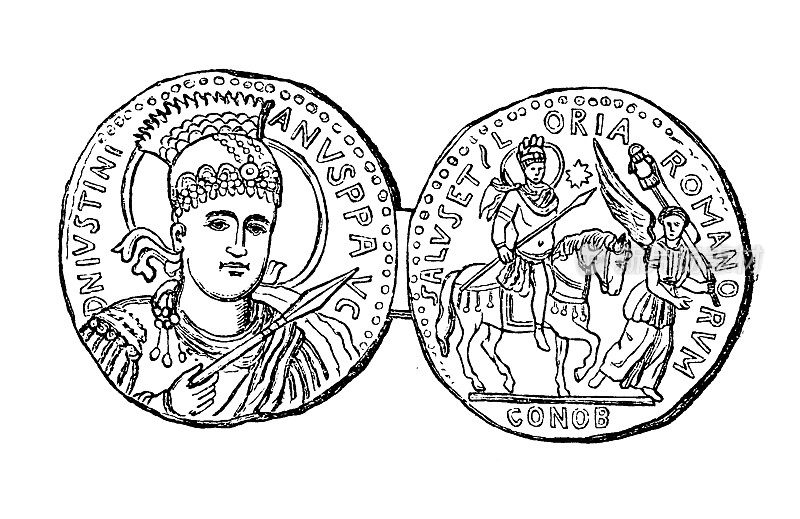 显示皇帝Decius的古罗马钱币