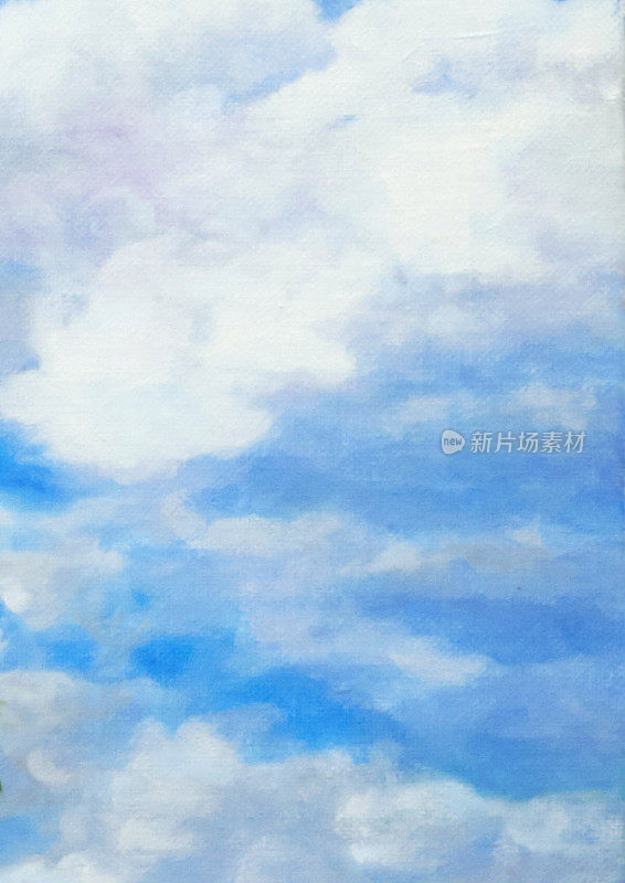 天空背景与白色的云彩用油画画