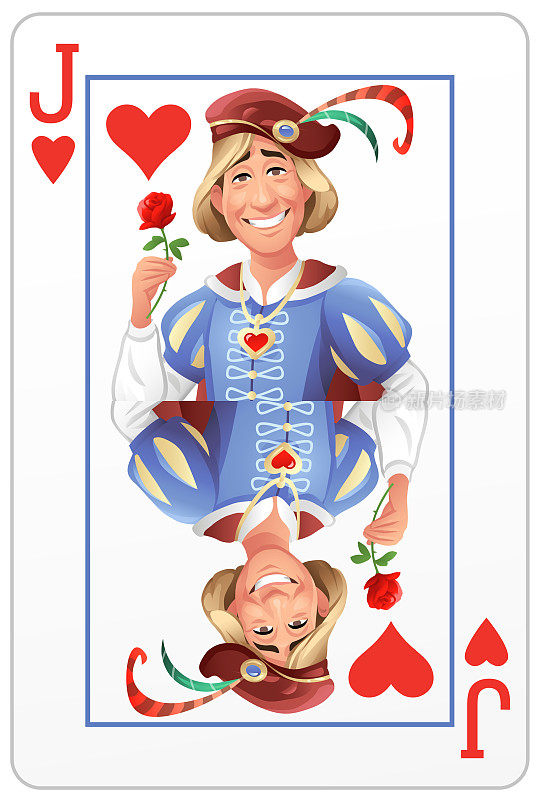 玫瑰红心杰克-扑克牌