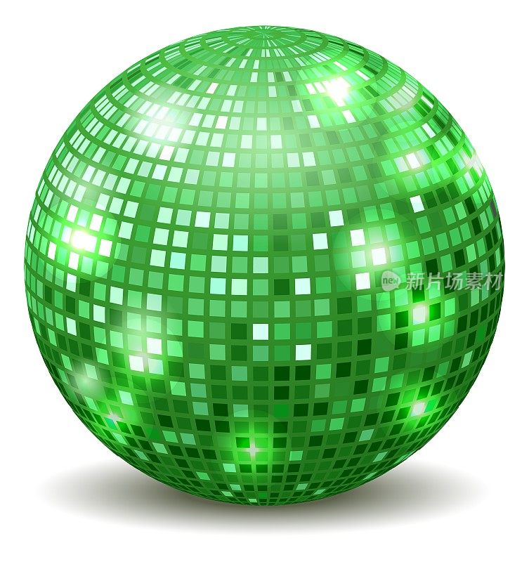 绿色的反射球。夜总会舞会灯