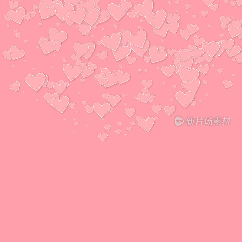 粉红色的心爱五彩纸屑。情人节semicir