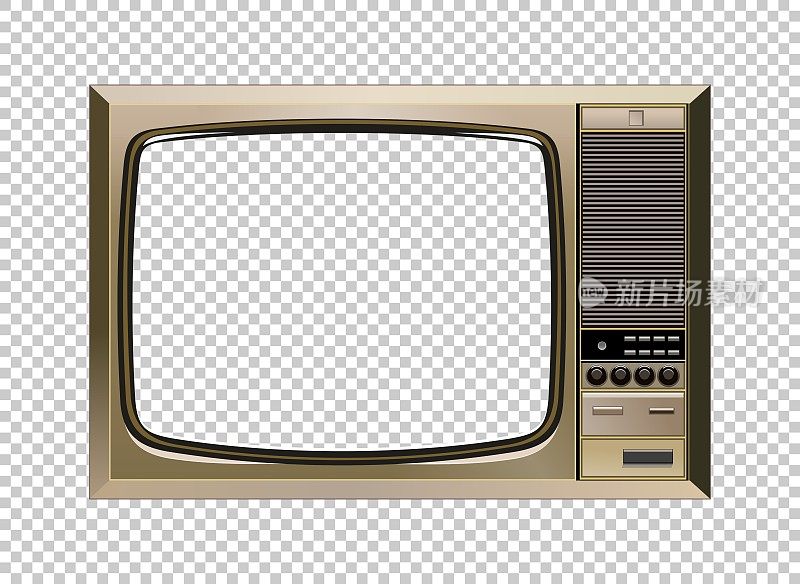 矢量复古电视模拟孤立在透明网格