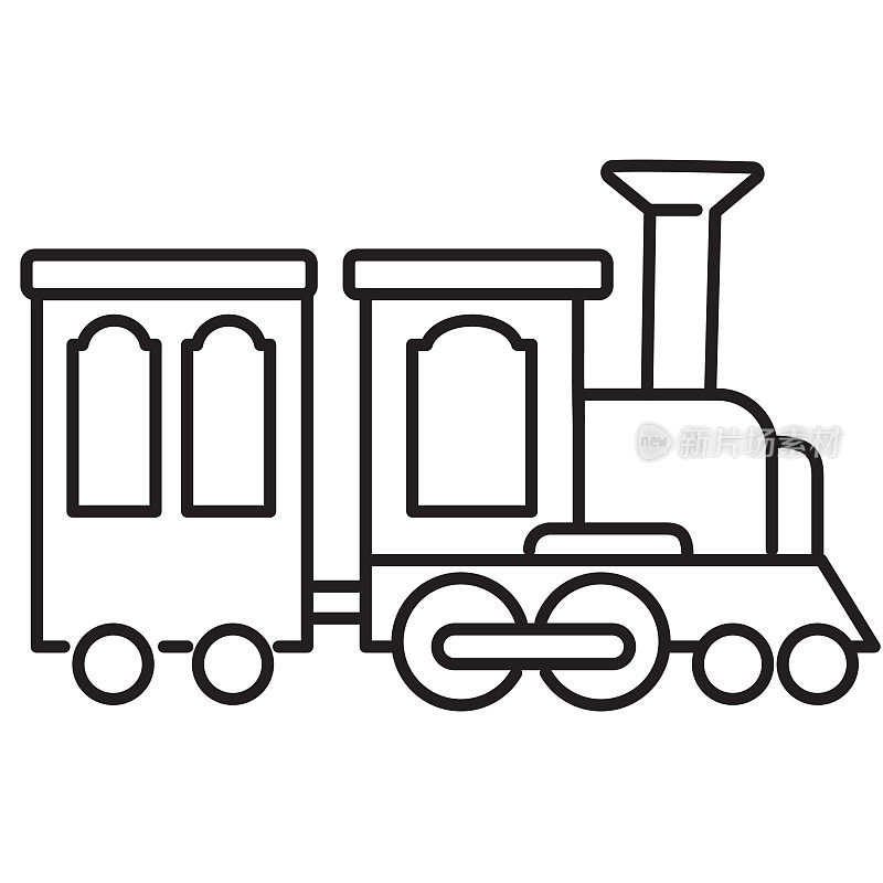 夏季嘉年华火车骑细线图标可编辑的白底笔画