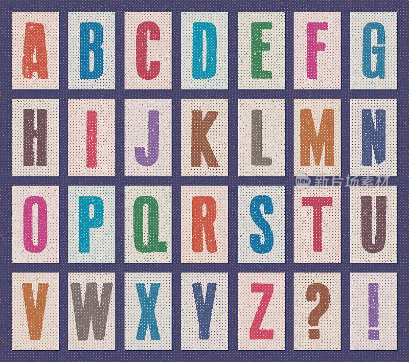 旧的半色调字母卡-彩色v3
