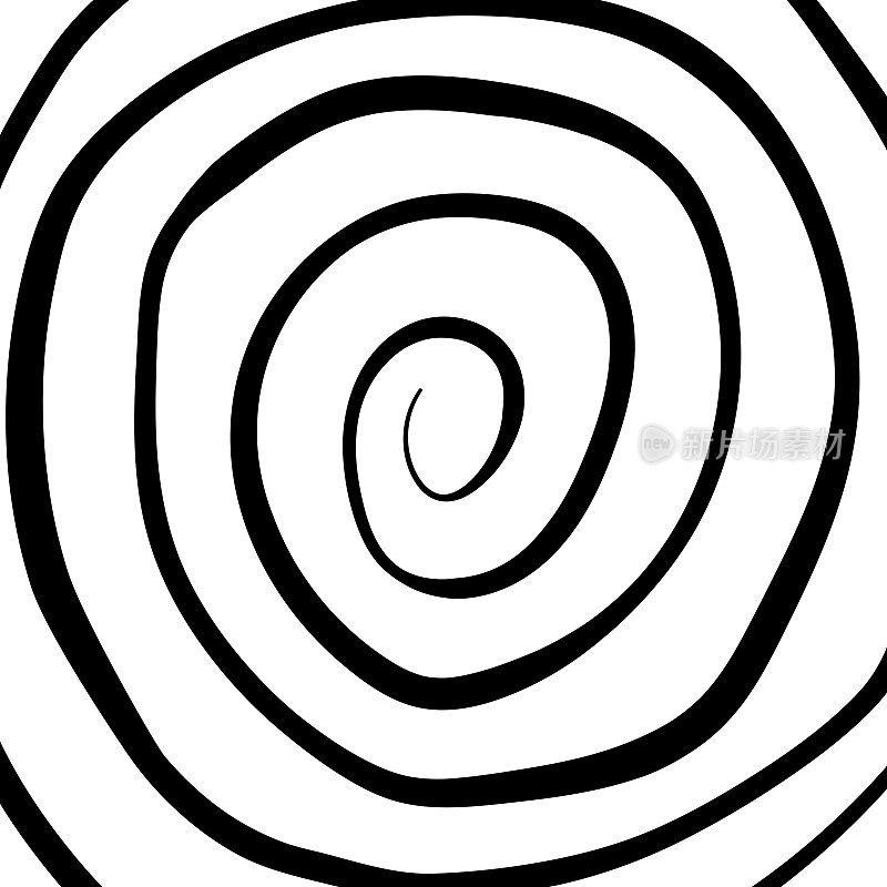 漩涡催眠黑白螺旋。单色的抽象背景。矢量平面几何插图。模板设计的横幅，网站，模板，传单，小册子，海报