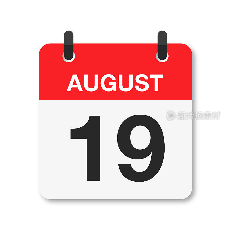 8月19日-每日日历图标-白色背景