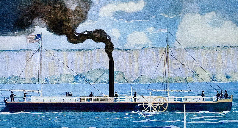 1807年，罗伯特·富尔顿建造了第一艘商业上成功的蒸汽船，克莱蒙特号，从纽约到奥尔巴尼的处女航