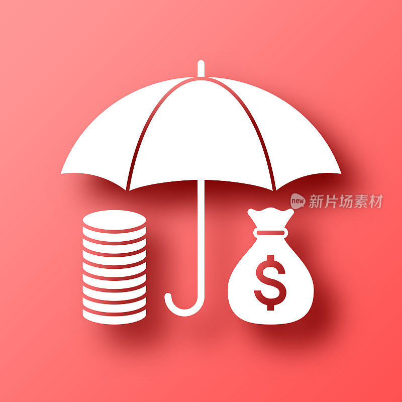 金钱保护-美元。图标在红色背景与阴影