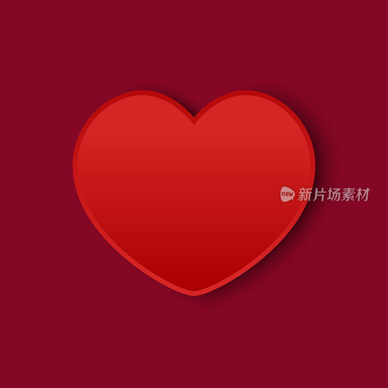 光泽红心情人节矢量背景。现实的红心与影子股票矢量。