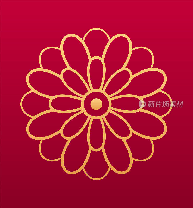 中国花卉装饰元素。中国传统花卉图案。菊花图标