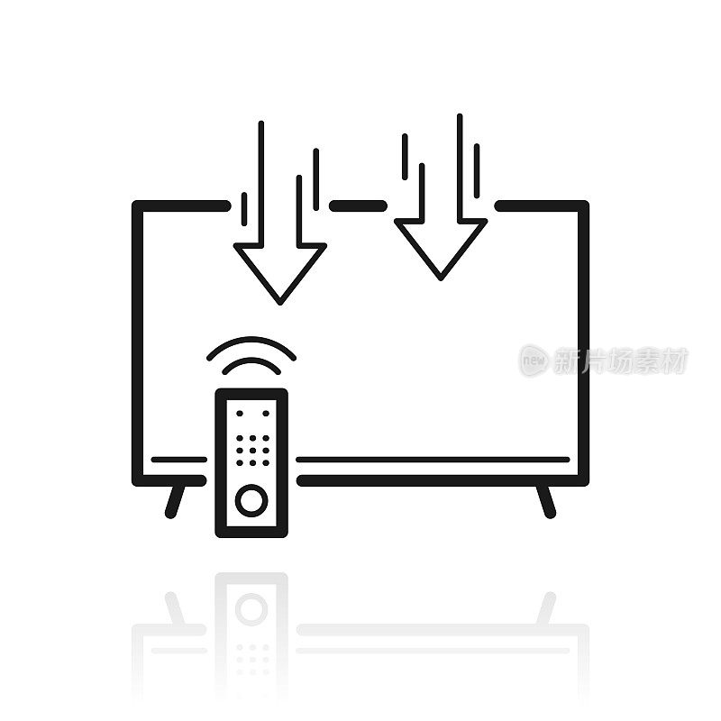 发送到电视。白色背景上反射的图标