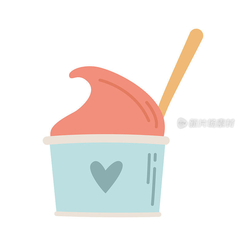 冰淇淋被隔离在白色背景上。可爱的矢量插图