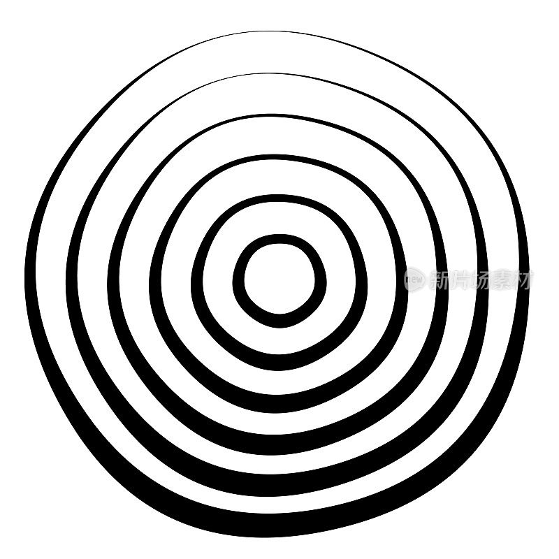 不均匀的同心圆，具有不同的线宽图案