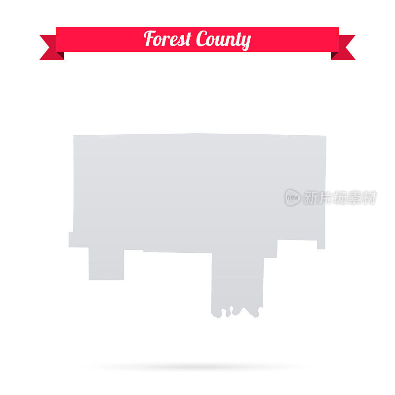 宾夕法尼亚州的森林县。白底红旗地图