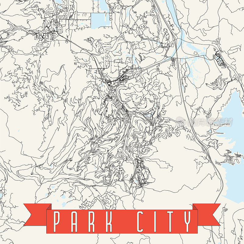 帕克城，犹他州，美国矢量地图