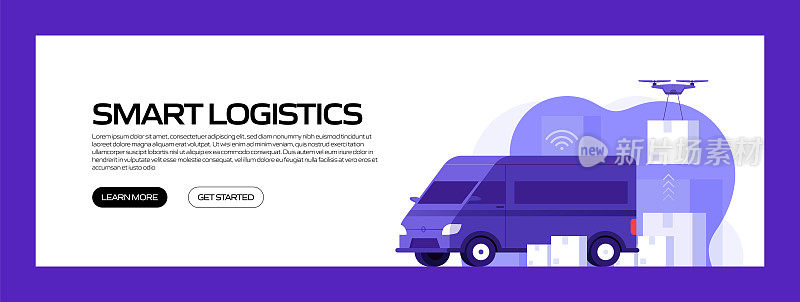 智能物流概念矢量插图用于网站横幅,广告和营销材料,在线广告,商业展示等。