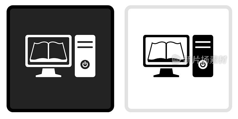 电脑图书图标上的黑色按钮与白色滚动