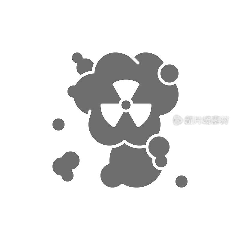 辐射气味，有害废物，空气污染灰色图标。