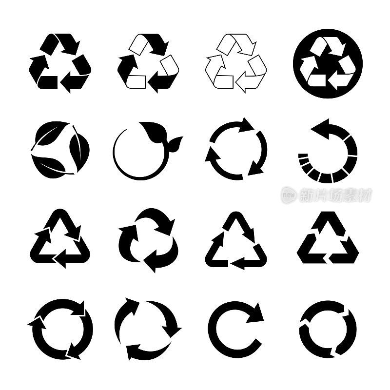 回收和生态图标。重用和拒绝的概念。回收包装标志。矢量图