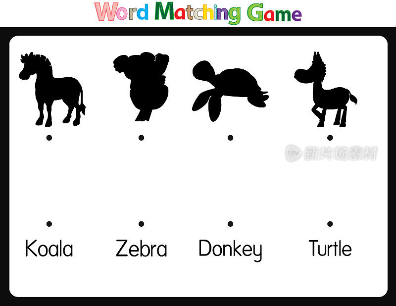教育插图匹配的词语为幼儿。学习单词搭配图片。如动物类别所示