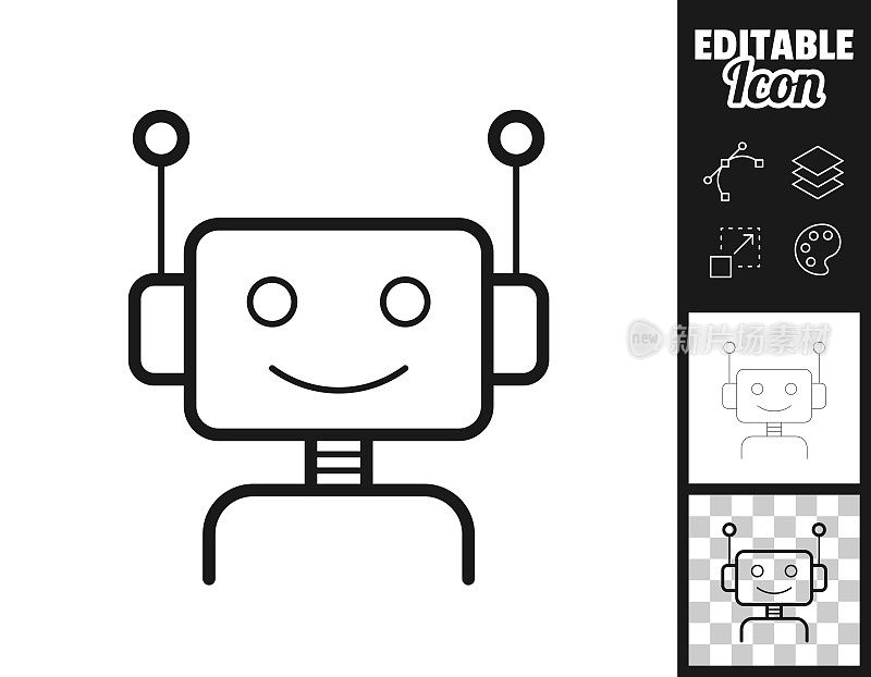 机器人――机器人的头。图标设计。易于编辑