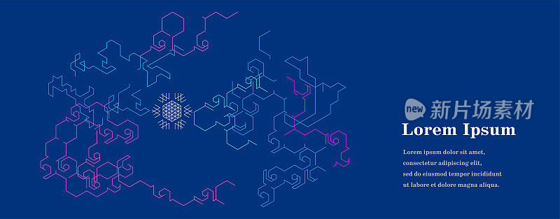抽象蓝紫六边形，ai人工智能，几何背景，科学技术，未来概念