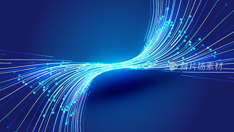 蓝色动态发光点线互联网技术矢量背景