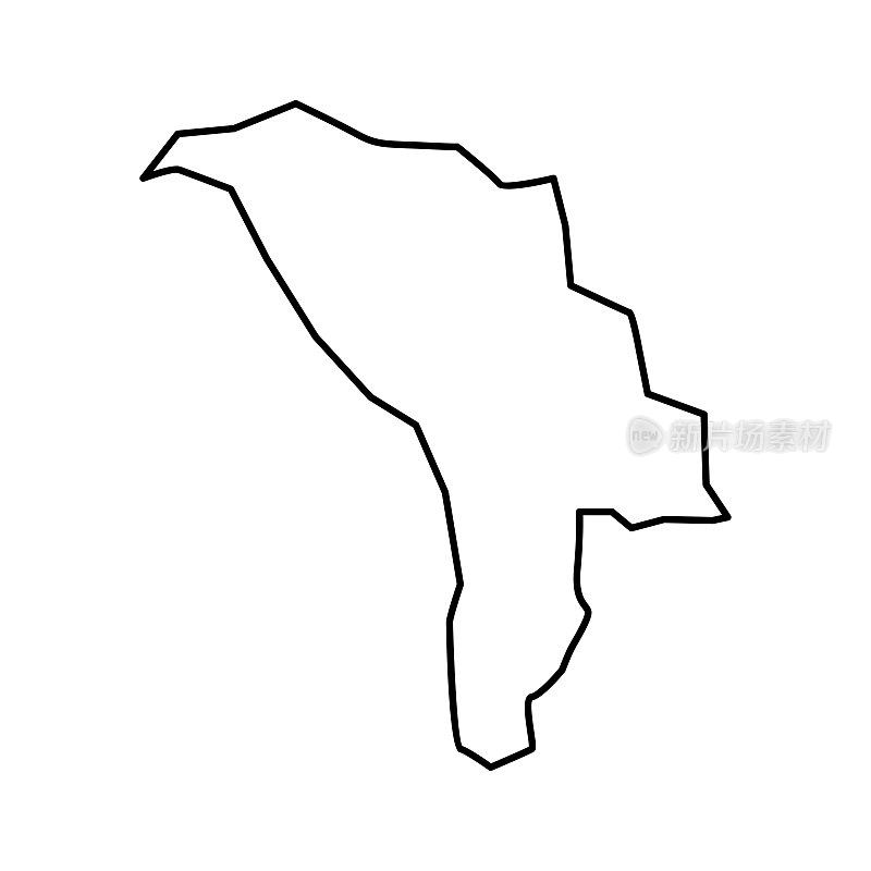 摩尔多瓦的地图。摩尔多瓦线性风格。线性图标