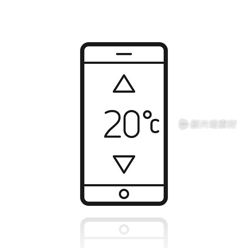 智能手机加热控制。白色背景上反射的图标