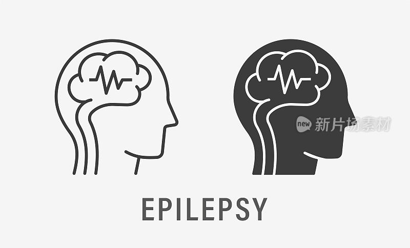 白色背景上的癫痫图标。矢量插图。