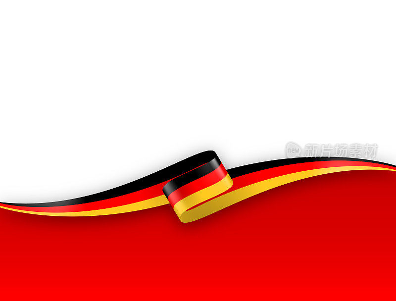 德国国旗丝带。德国国旗背景上的长条旗。模板。复制空间。矢量股票插图