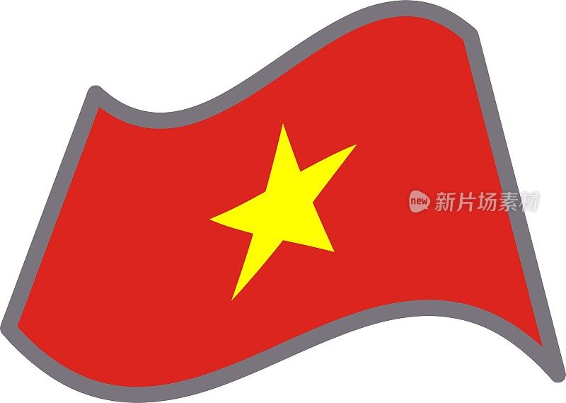 越南飘扬国旗插画矢量素材