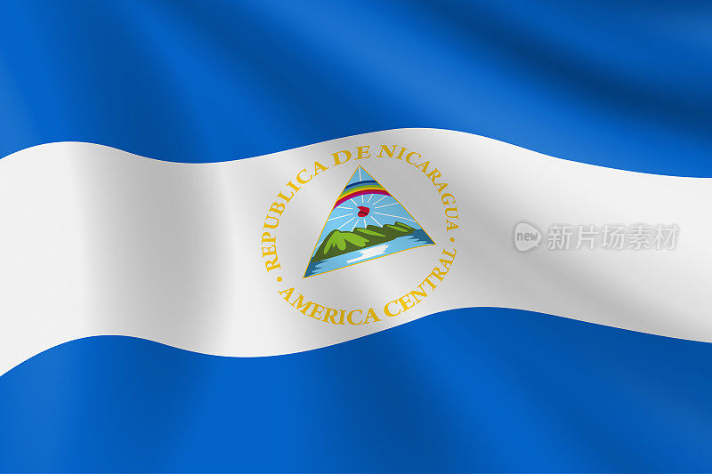 尼加拉瓜国旗。尼加拉瓜的旗帜。矢量标志背景。股票插图