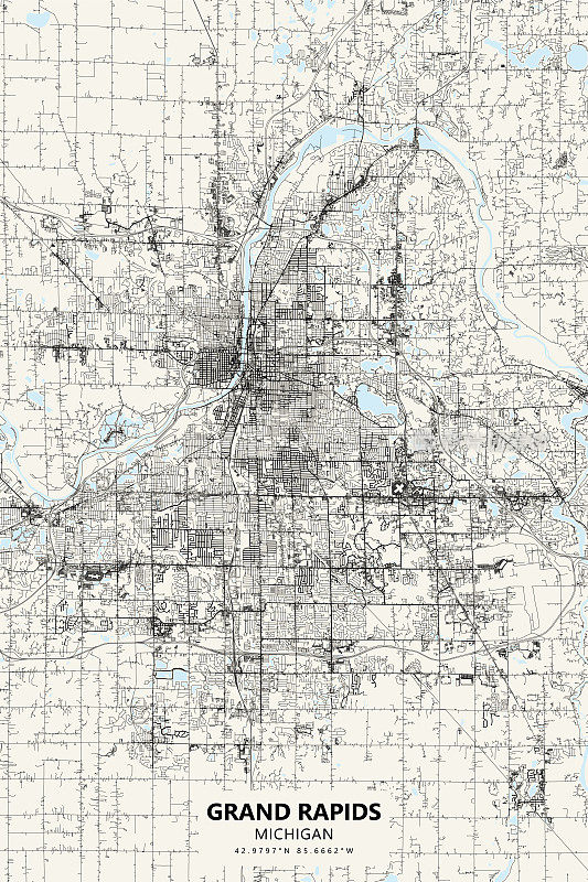 大急流城，密歇根州，美国矢量地图