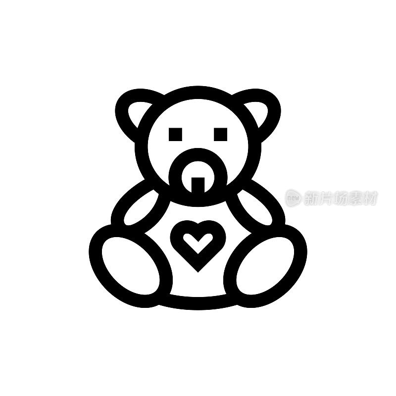 宝宝泰迪熊线图标，设计，像素完美，可编辑笔触。标志、标志、符号。